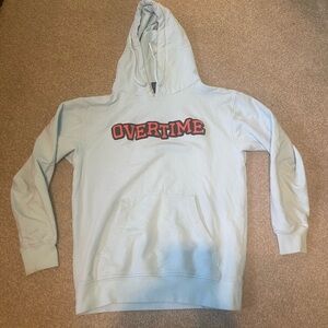 Overtime Hoodie Sweatshirt Mens Baby Blue Small Varsity Letter